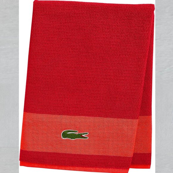 LACOSTE Other - LACOSTE Red Cherry Big Crocodile Bath Towel Measures 30" x 52"